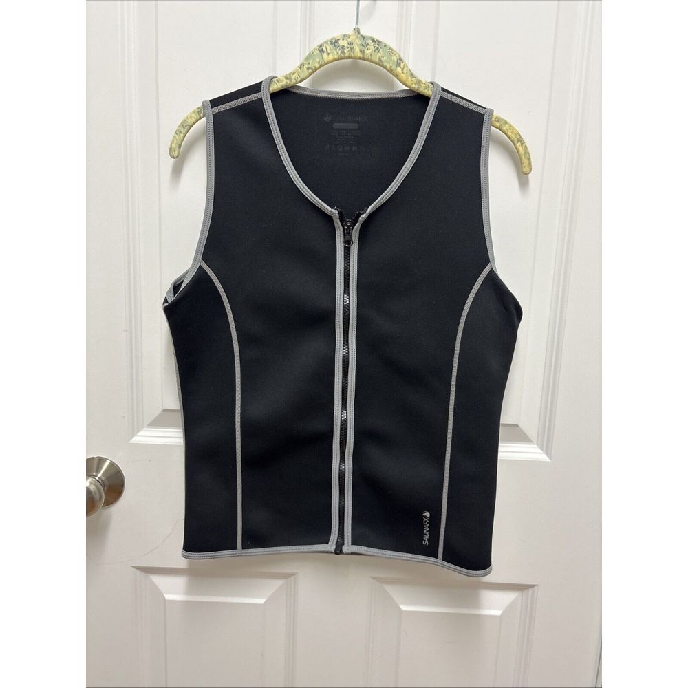 SaunaFX Neoprene Workout Sauna Vest Black Grey Full Zip Sleeveless Medium